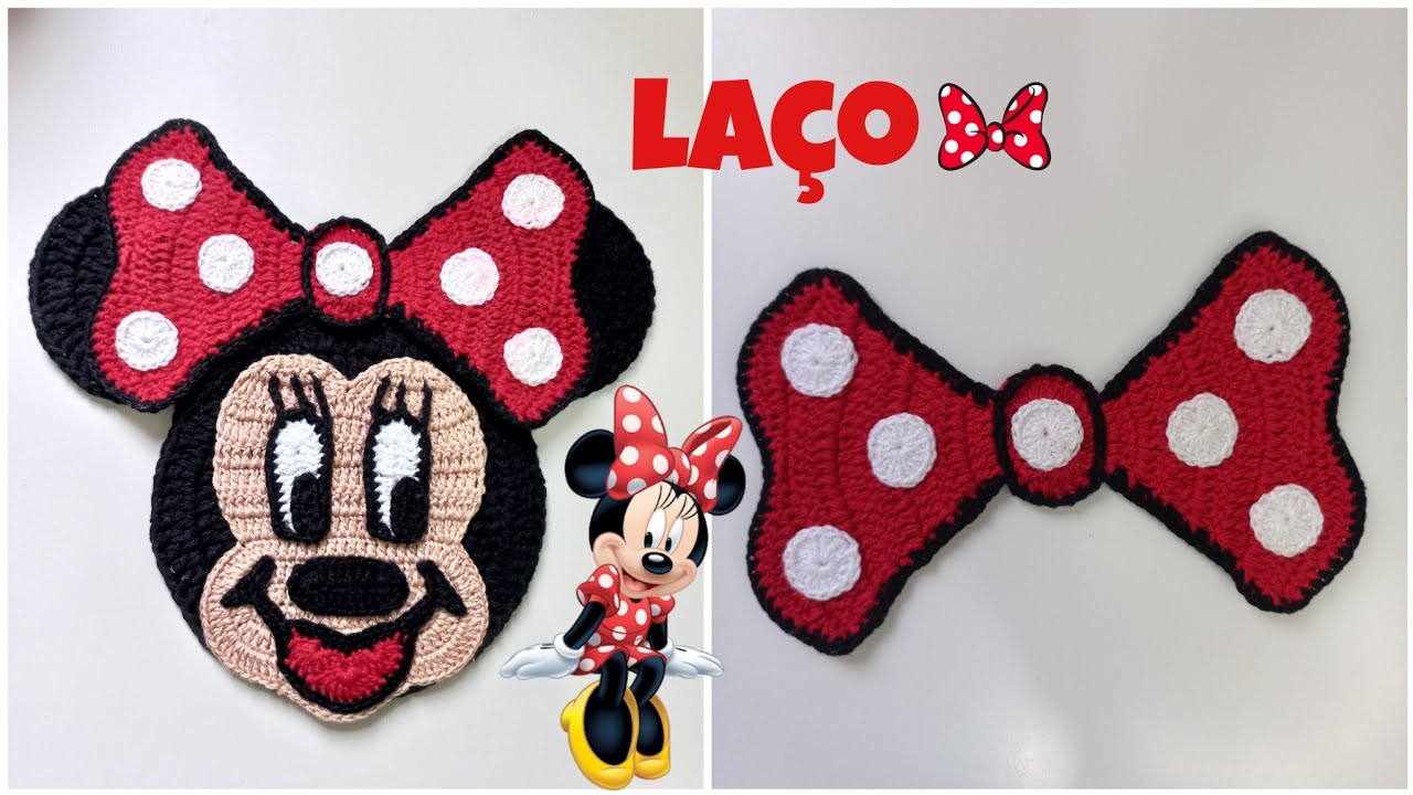 como fazer o rostinho da minnie em crochê/laço 🎀/parte 4