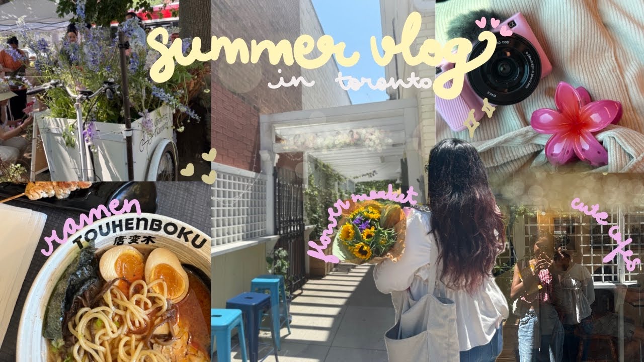 ЛЕТНИЙ ДЕНЬ В ТОРОНТО ☀️🌺🍜☕ | цветочный рынок, милые кафе, рамен | видеоблог 📸🩷