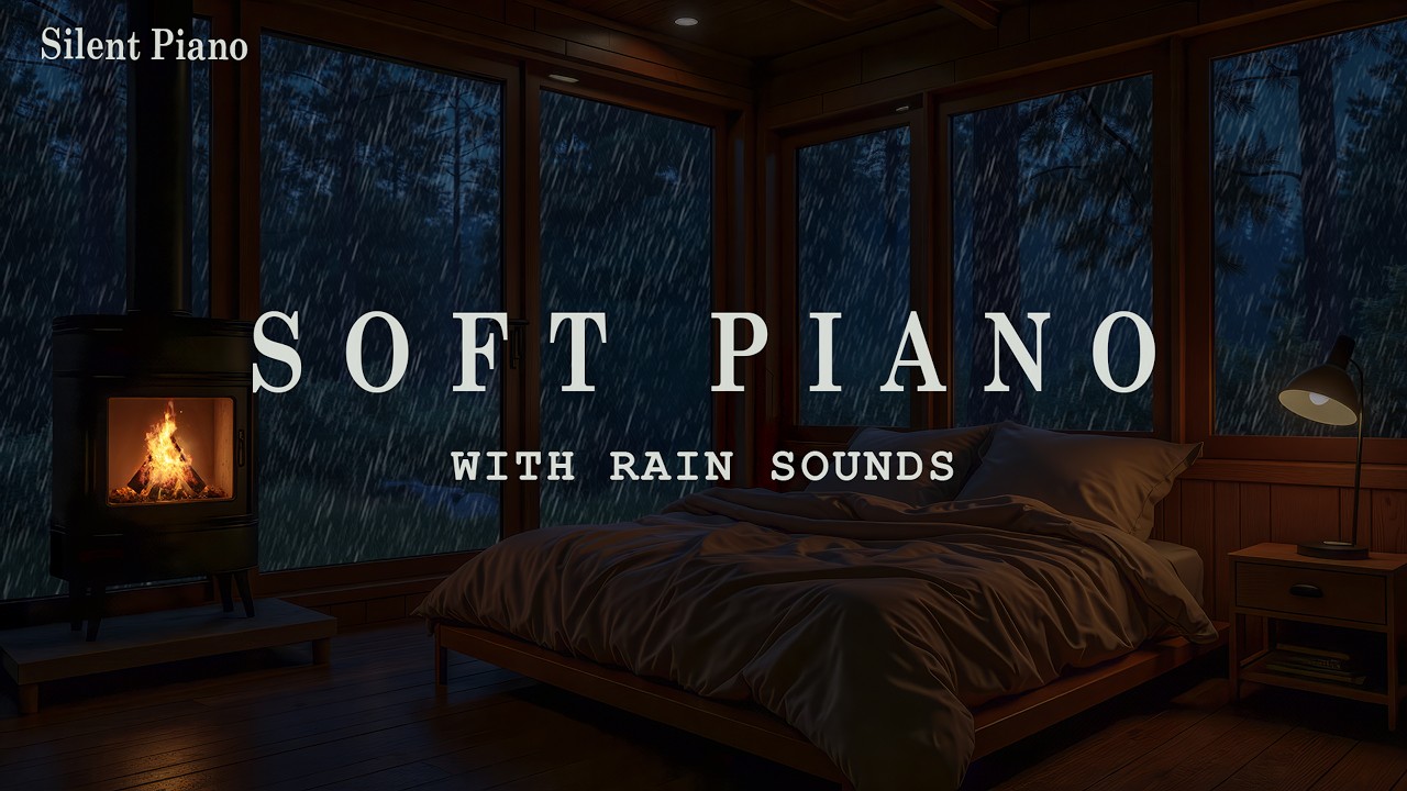 Peaceful Rainy Night Piano 🌧️ Warm Bedroom Music for Stress Relief, Anxiety Ease, and Meditation