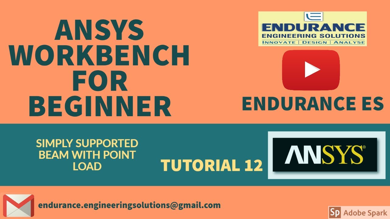 ANSYS   SIMPLY SUPPORTED BEAM WITH POINT LOAD TUTORIAL 12