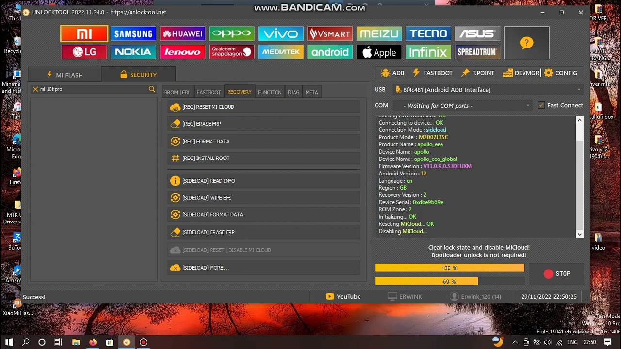 Unlock Remove Mi Account Micloud MI 10T PRO MIUI 13