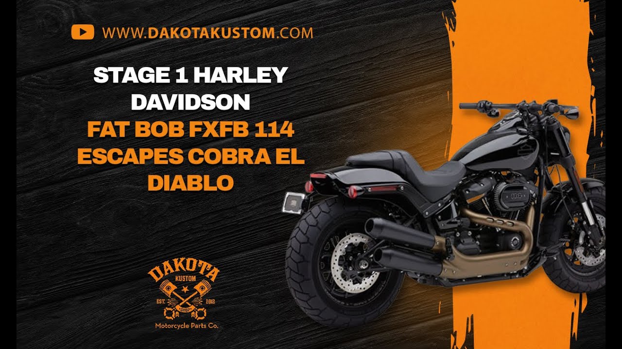 Stage 1 Harley Davidson Fat Bob FXFB 114 Escapes Cobra El Diablo - Dakota Kustom