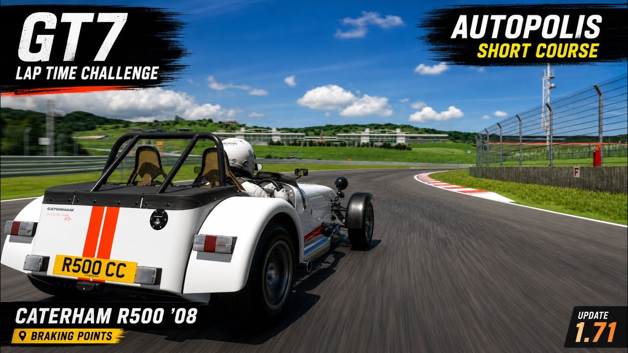 GT7 Lap Time Challenge | Autopolis Short Course | Caterham R500 + Braking Points #gt7 | update 1.71
