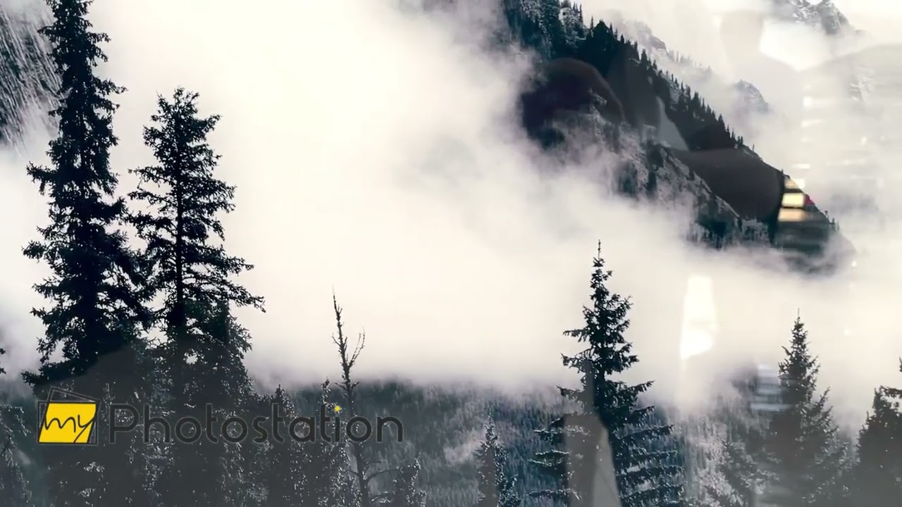 Foggy Mountains Banff Glass Wall Art