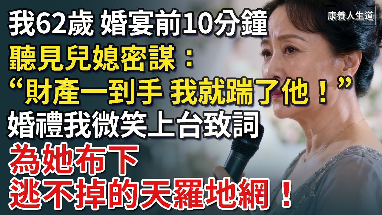 我62歲，婚宴前10分鐘，我聽見兒媳密謀：「財產一到手，我就踹了他！」婚禮我微笑上台致詞，卻為她布下逃不掉的天羅地網！【康養人生道】 #康養人生道 #上了年紀該明白的事 #養老 #聰明老人 #長壽秘密