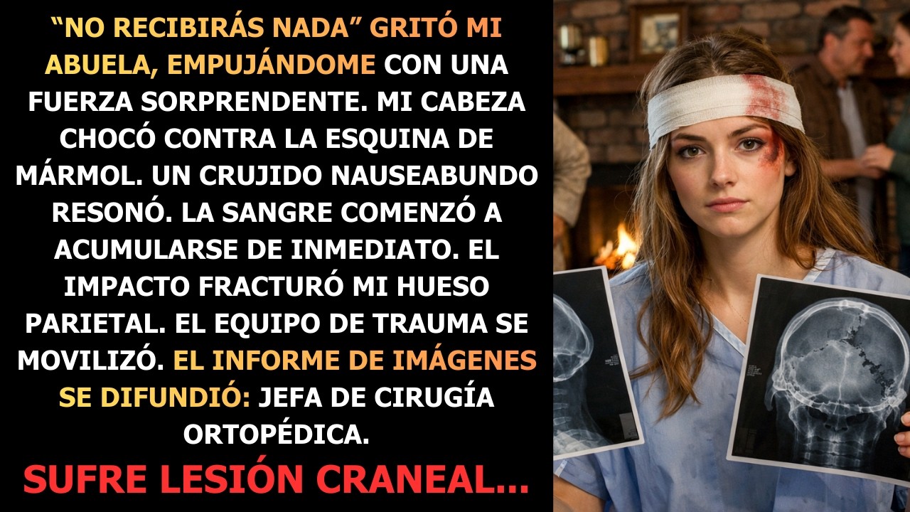 Mi abuela me empujó contra la chimenea por la herencia — Las radiografías de mi fractura de cráneo…