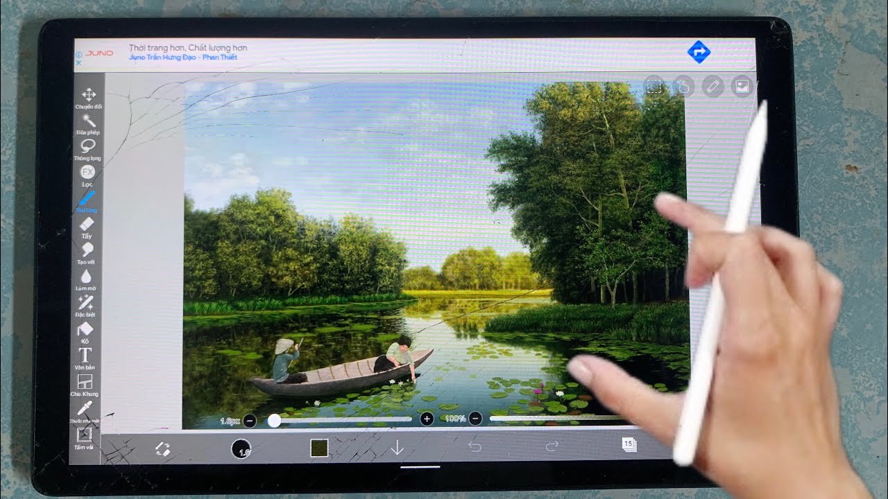 Ipad Painting A Green Country River | Tutorial IbisPaint | Landscape Painting Timelapse 02
