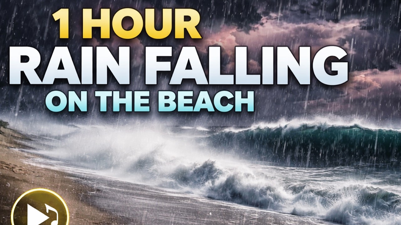 1 Hour Rain Falling on the Beach – Relaxing Ocean Rain Sounds for Sleep
