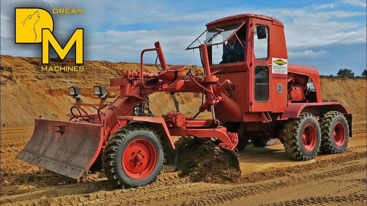 HISTORISCHER GRADER FRISCH 50D ERDHOBEL OLDTIMER IN ACTION HISTORISCHE BAUSTELLE DREAM MACHINES