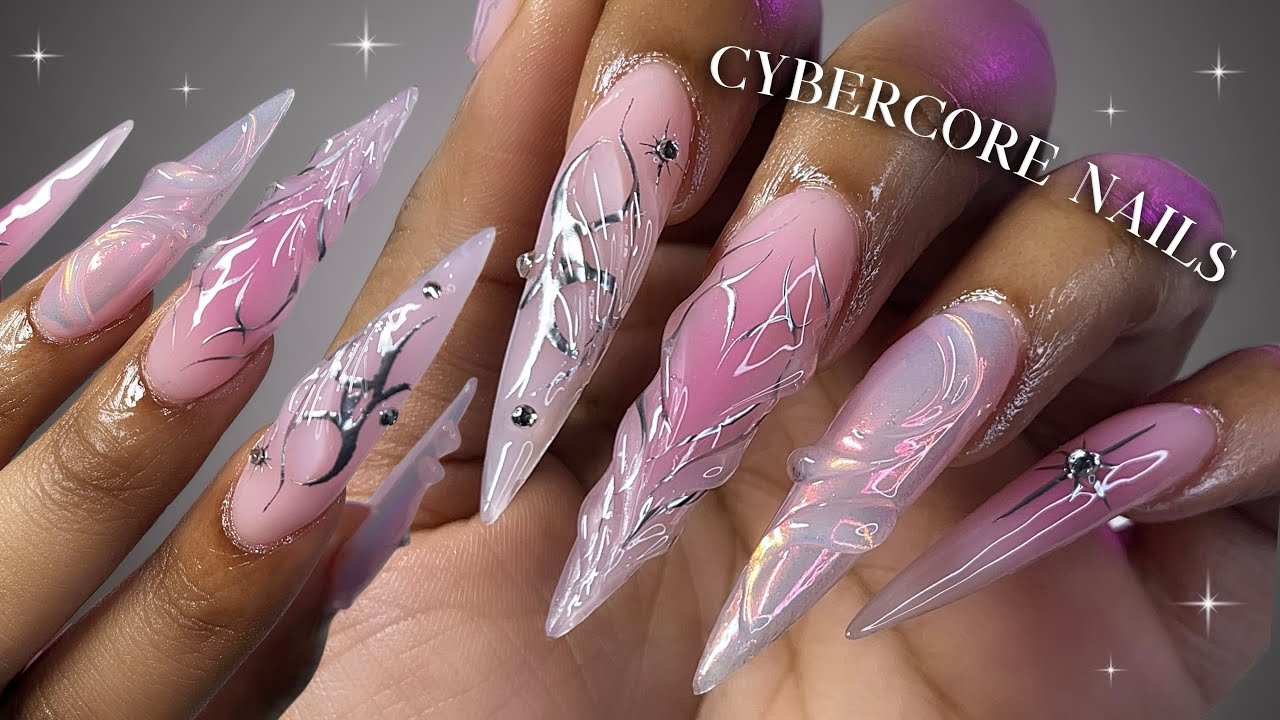 Дизайн ногтей с использованием полигеля🫧💗✨ Как сделать ногти-стилеты с помощью полигеля и хромиро...