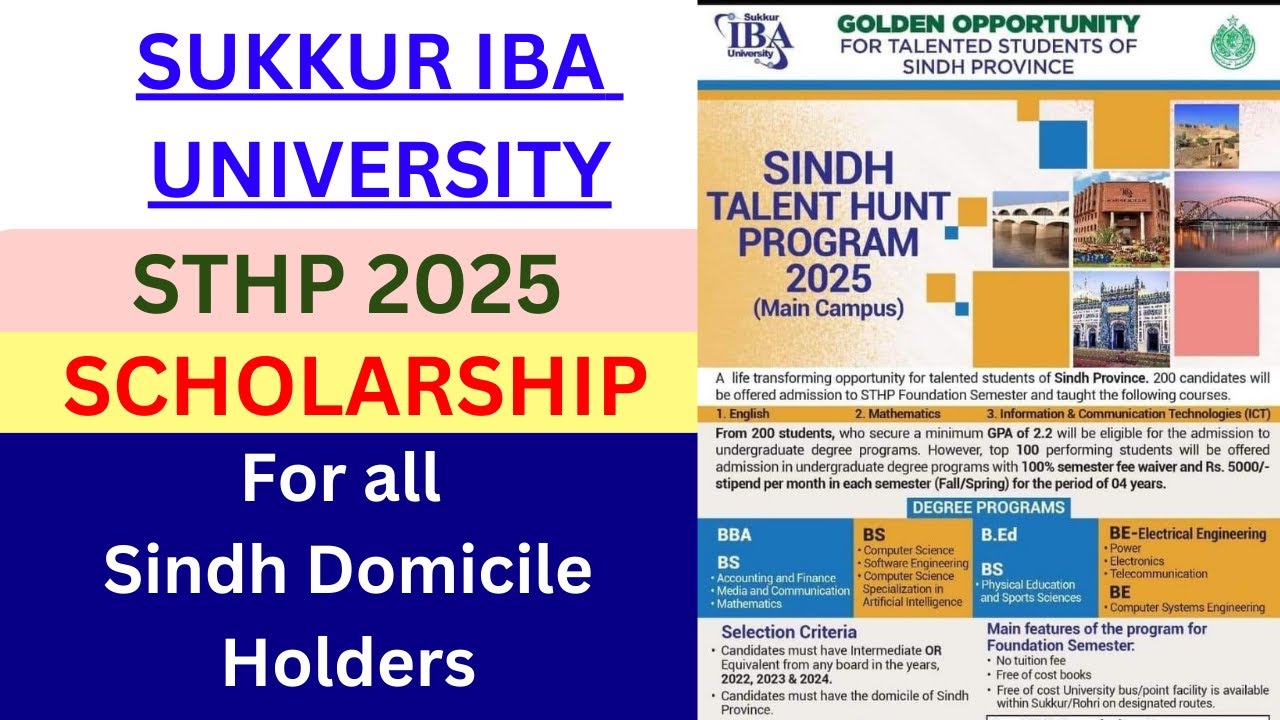 Sukkur IBA University announced Scholarship STHP Sindh Talent Hunt Program 2025 #sukkuriba