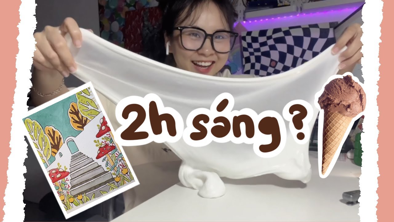 THỨC NGHỊCH ĐẾN 2 GIỜ SÁNG | ăn rong biển, tô màu tranh , lần đầu thử làm slime | Beisme