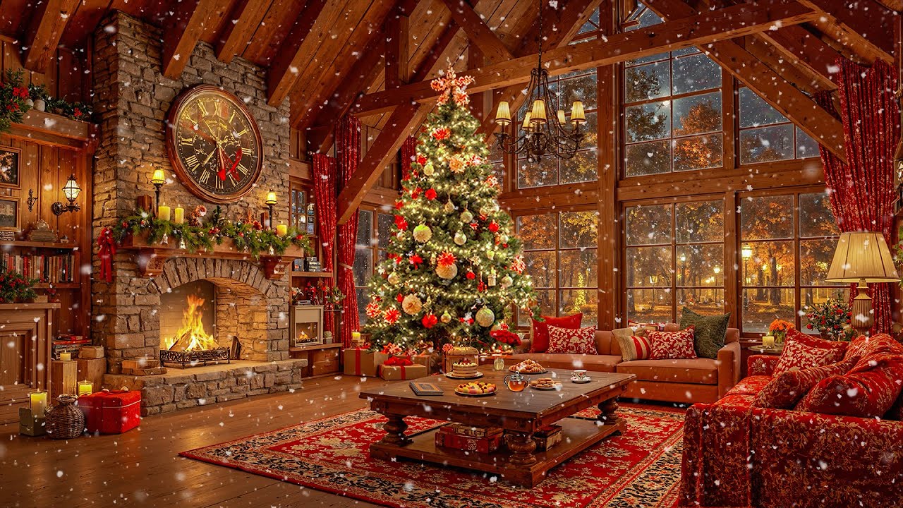 Instrumental Christmas Music With Fireplace 🔥 Relaxing Christmas Music 🎄 Soothing Christmas Ambience