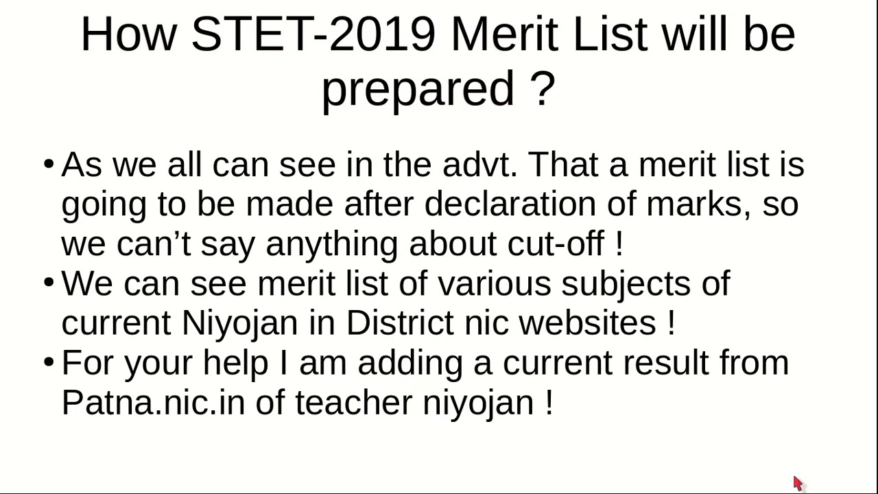 STET-2019 Merit List Preparation