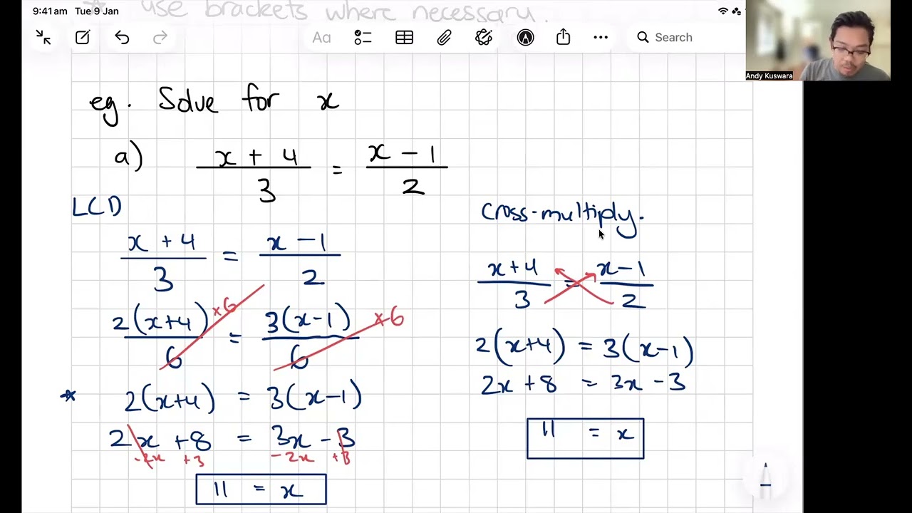 Solving Equations Involving 2 or More Fractions