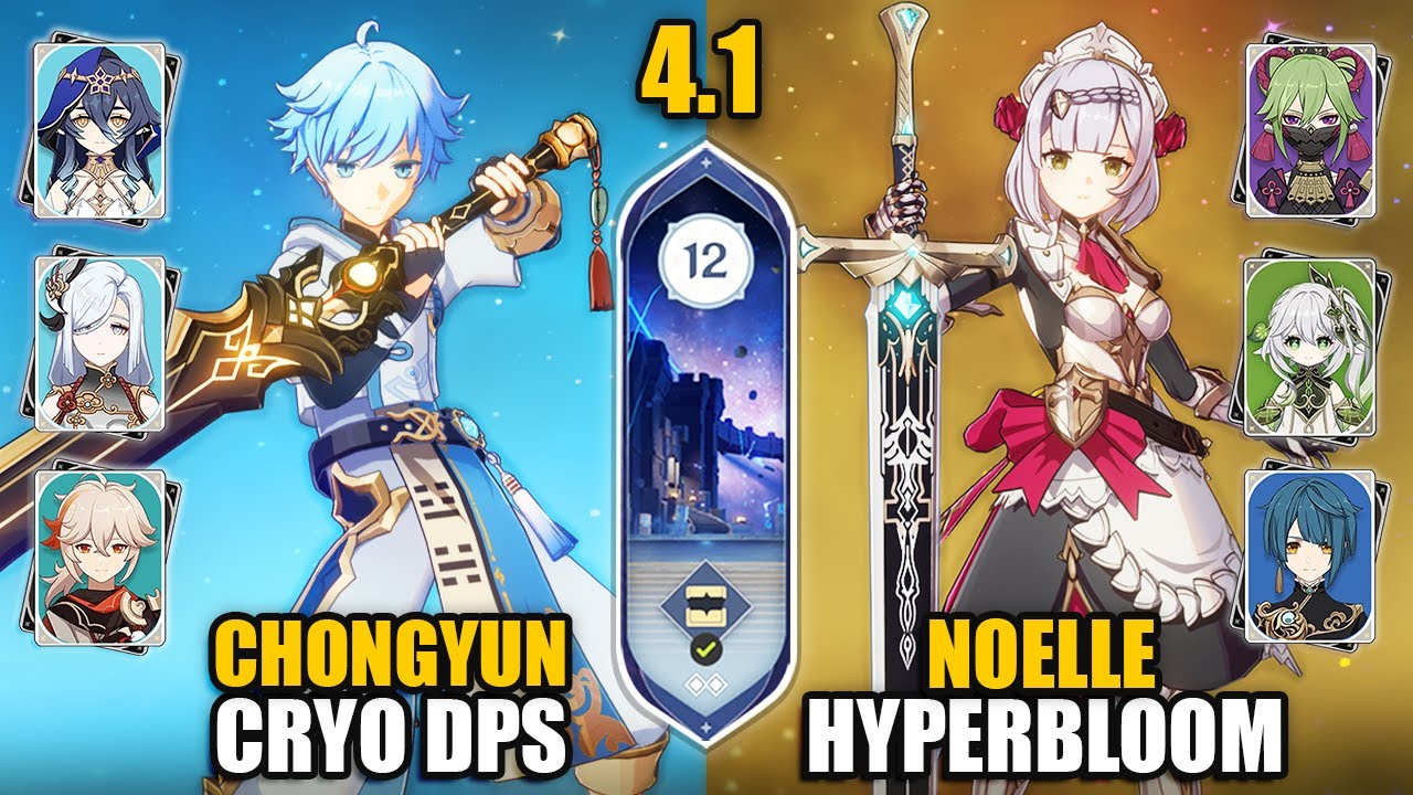 F2P Chongyun DPS & Noelle Hyperbloom Team | Spiral Abyss 4.1 Floor 12 9 Stars | Genshin Impact