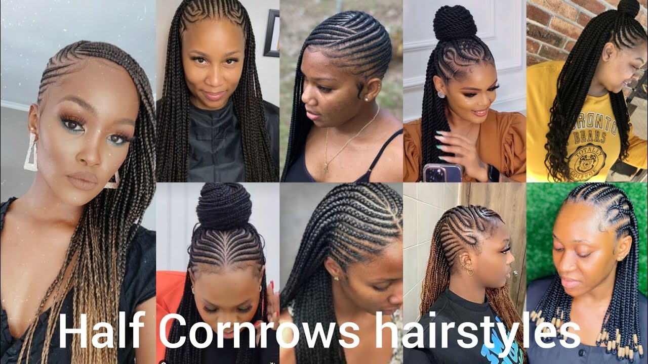 Half Cornrows braids hairstyles for black women | Half Cornrow styles 2026
