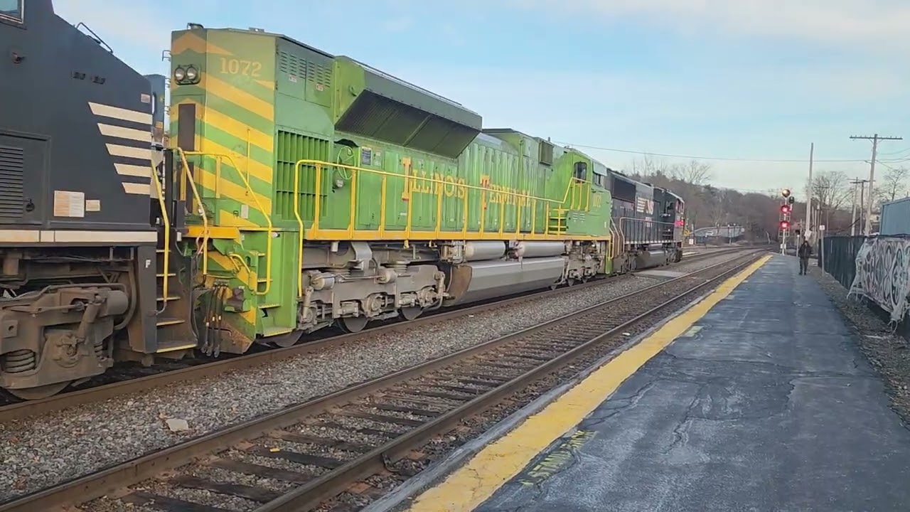 Norfolk Southern B100 6952 1072 Illinois Terminal heritage unit and 8028 in Ayer MA 