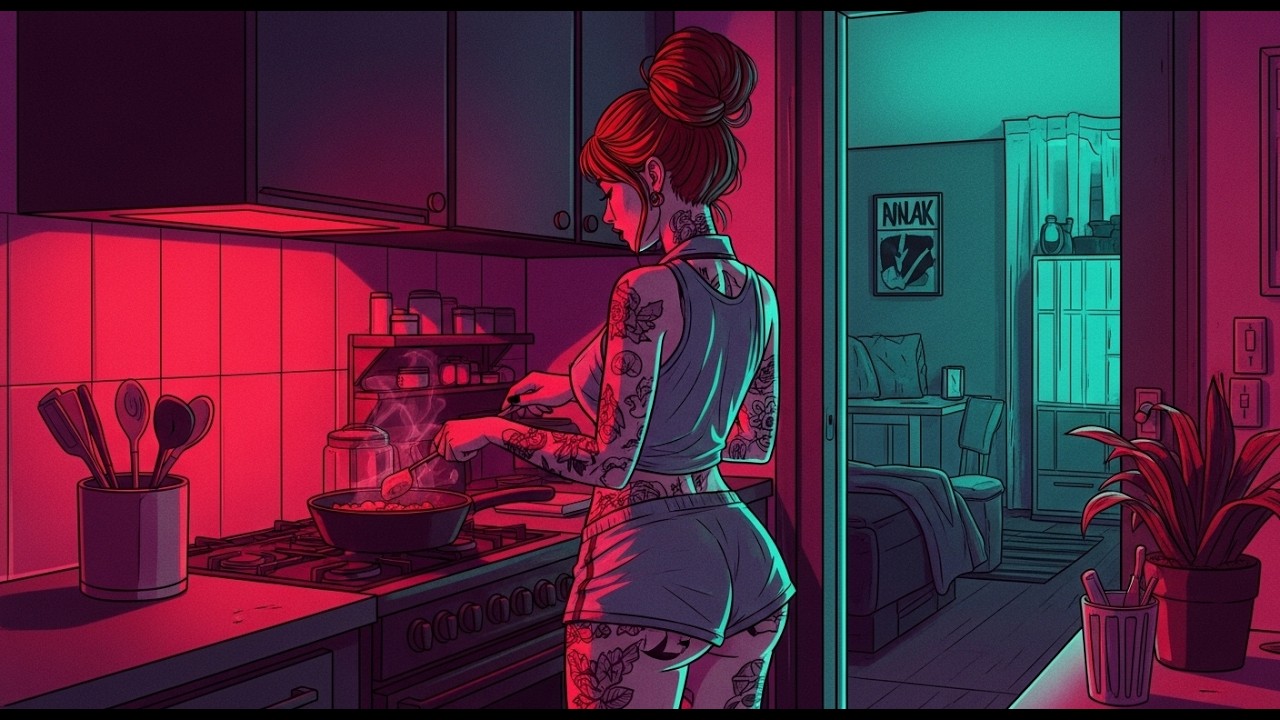 Tattoo Night Blues | Neon Red & Dark Melodies