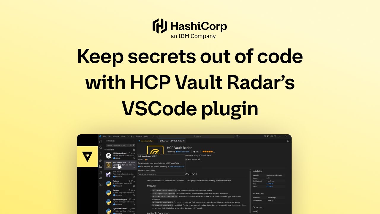 Сохраняйте секреты вне кода с помощью плагина HCP Vault Radar для VSCode.