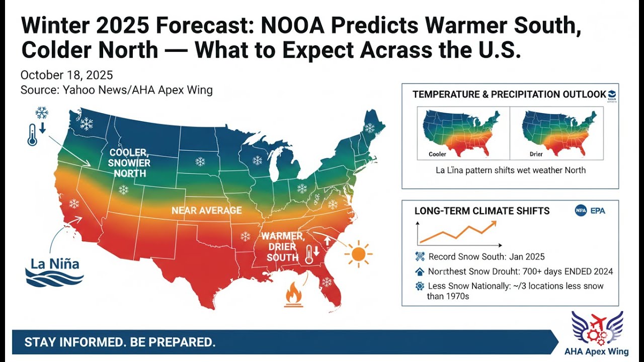 Winter 2025 Forecast: NOAA Predicts Colder North & Warmer South | USA Weather Outlook #USAWinter