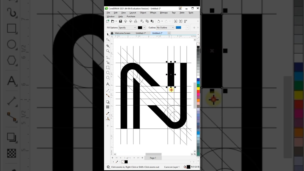 Creative Letter N+H Logo Design in Coreldraw #shorts