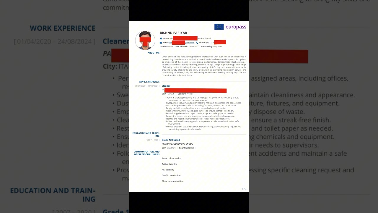 How to create a europass cv || #europasscv #subscribe #cv