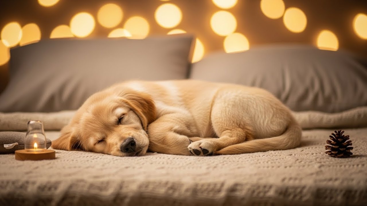 Sleep Music for Dogs 🐶 Deep Calm Puppy Breathing & Soft Background Lights (24 Hours)