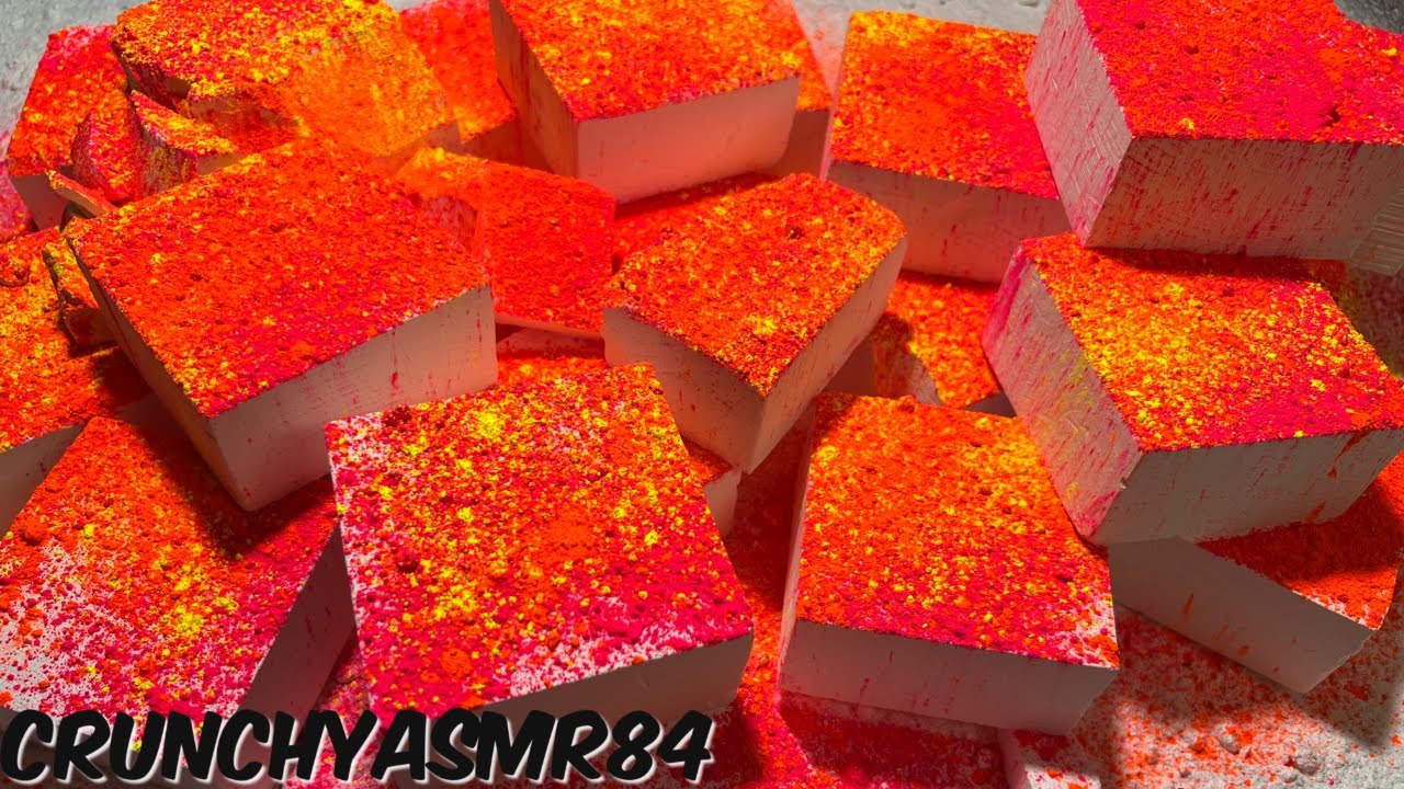24 Fresh Blocks Covered in Pigment Powder | Oddly Satisfying | ASMR | Sleep Aid
