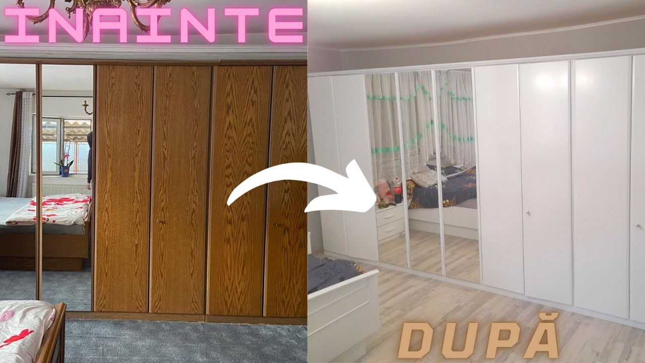 Am vopsit mobila de dormitor alb lucios !