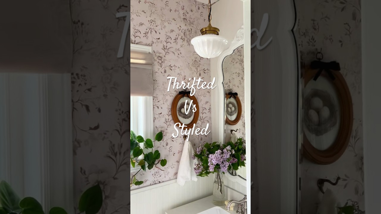 This powder room makeover only cost $263 🫶#thriftedhomedecor #homedecor #thriftedhome #thriftfinds
