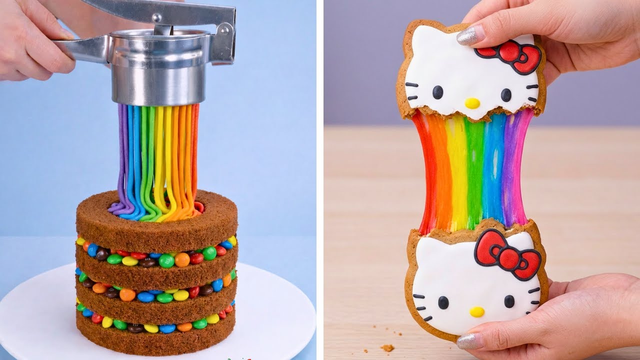 🌈 색깔 폭풍! 초콜릿 무지개 케이크 만들기 🎉