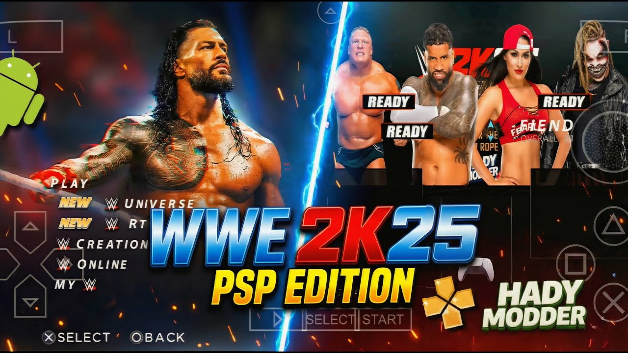 Новая игра WWE 2K25 для PSP от HADY MODDER для устройств Android!