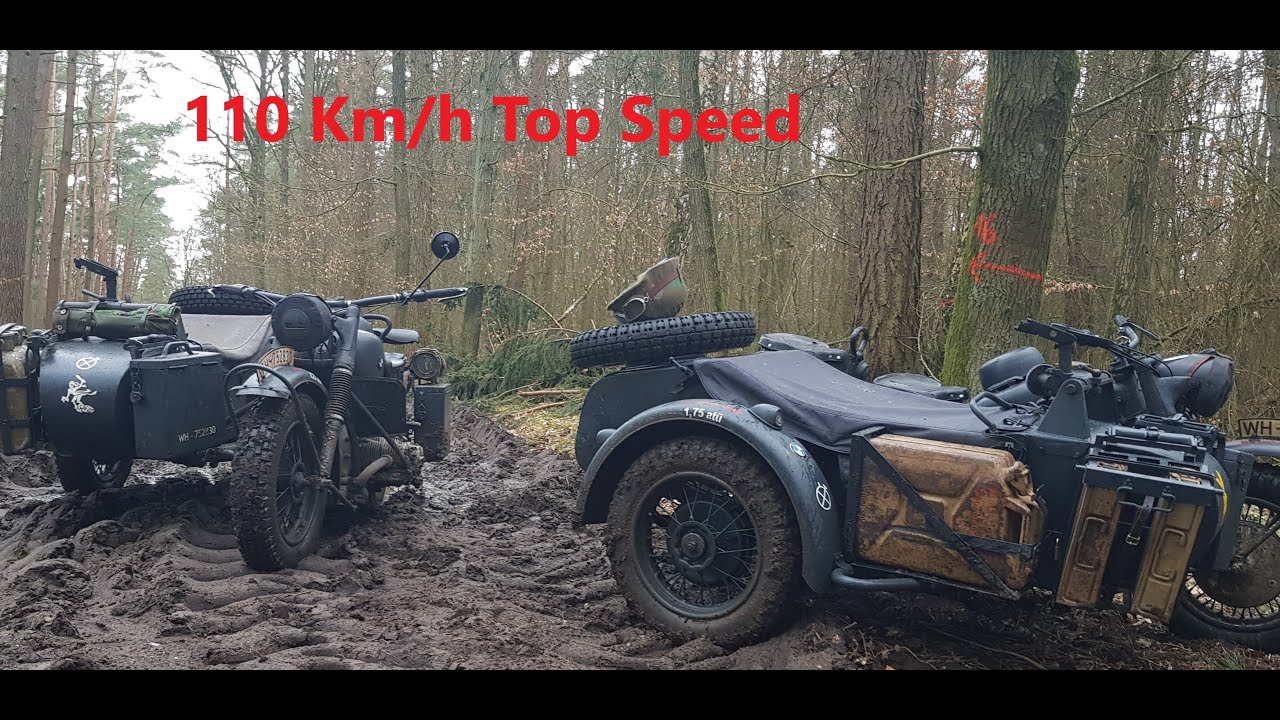 BMW R75 Wehrmachtsgespann Top Speed auf der Landstraße