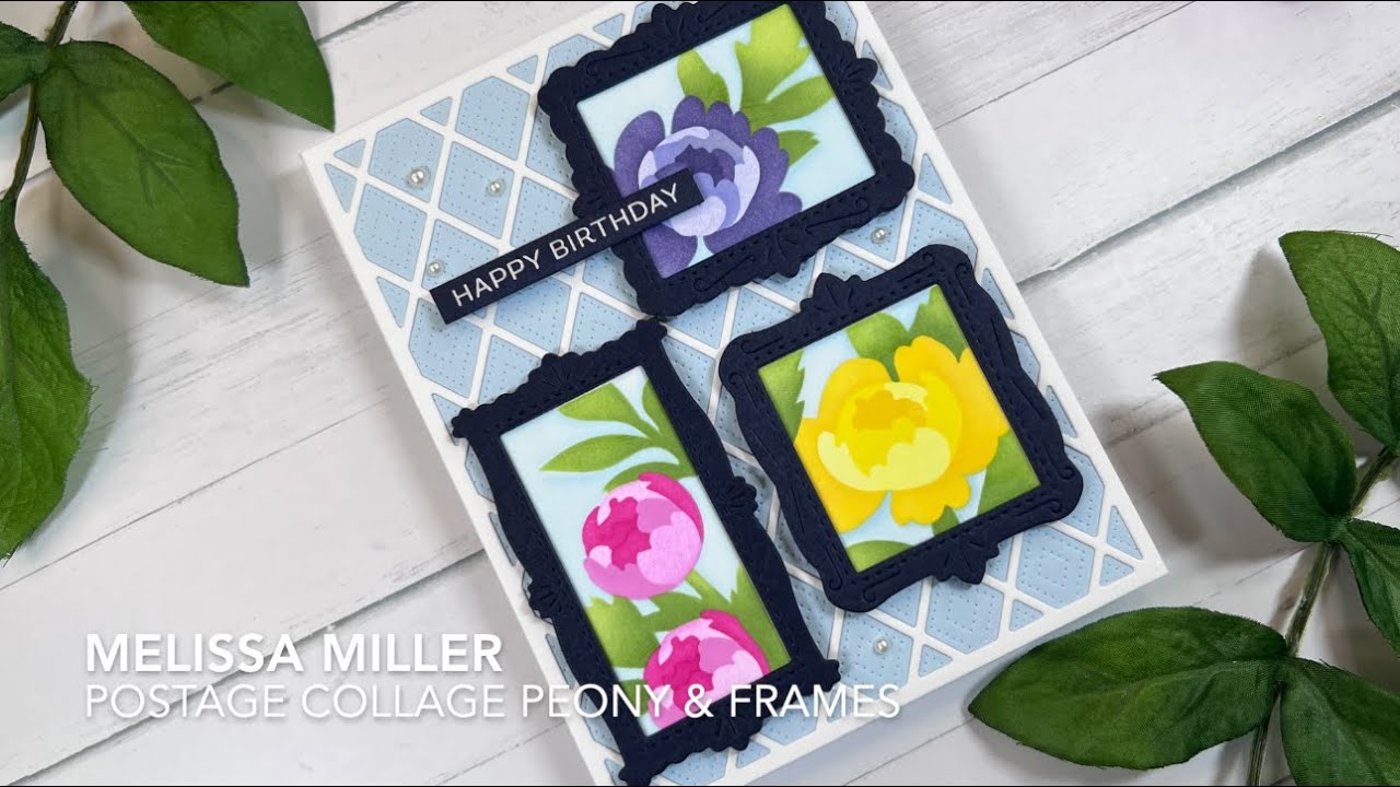 Postage Collage Peony & Frames