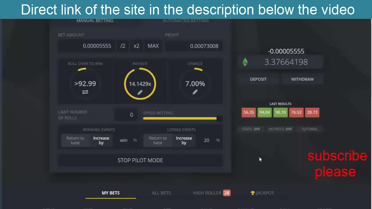 Bitsler | ًBIG strategy | win 1 ETC | wihout any script - earn free bitcoin