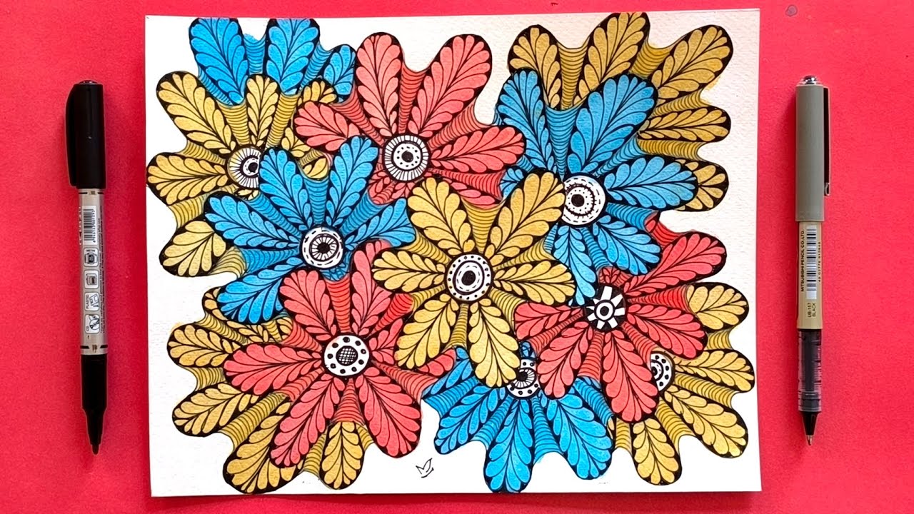 Colorful Flower Doodle Art | Easy Drawing for Beginners