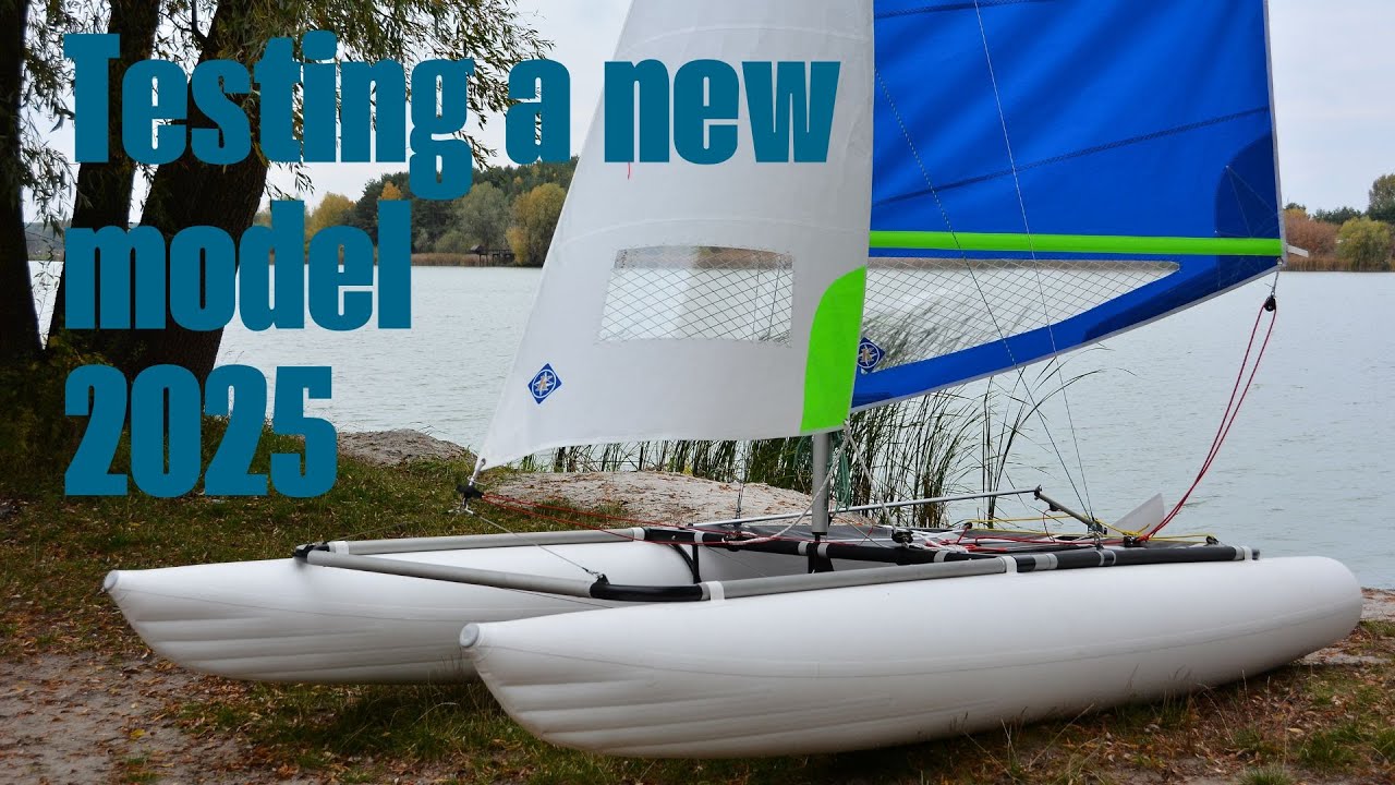 The first test of another experimental model of the 15-foot Ducky inflatable catamaran.