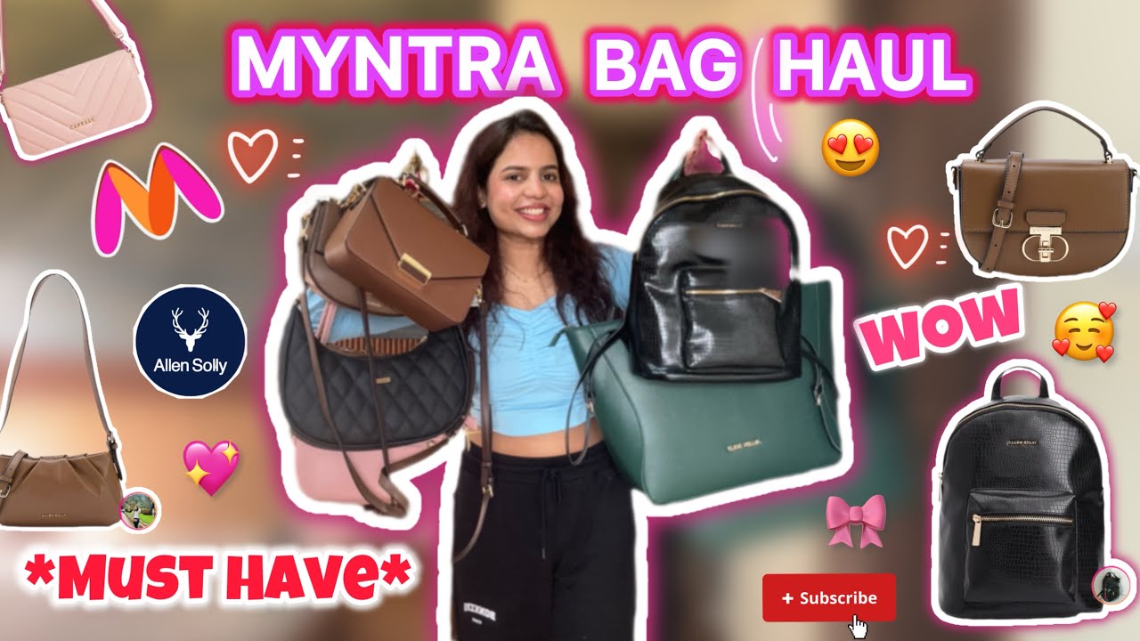 Myntra “HUGE” Bags Haul🛍️ | Must Have bags 🎀|  Sling bag, Shoulder bag, Tote bag, Affordable Bags