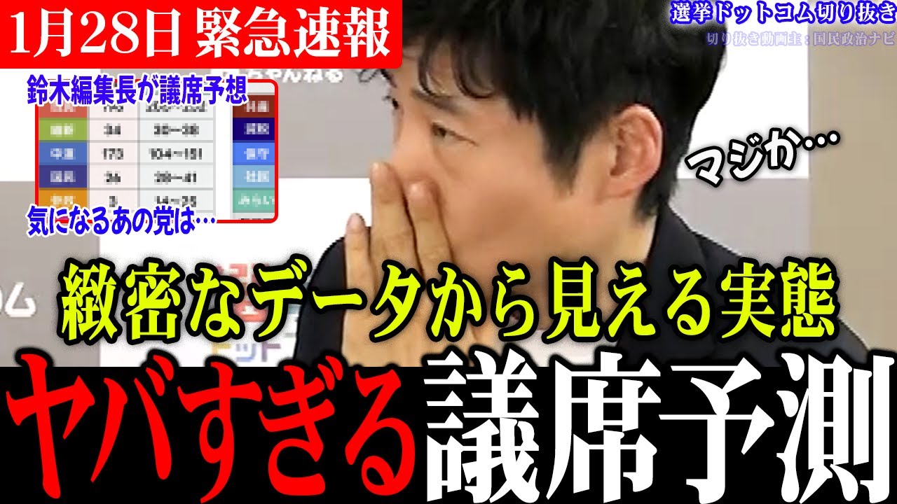 【衝撃】衆院選の議席予想の数字は...!?自民党の単独過半数か！それとも保守票が分散して中道改革連合が伸びるのか!?【選挙ドットコム生配信切り抜き/中道改革連合/高市総理】