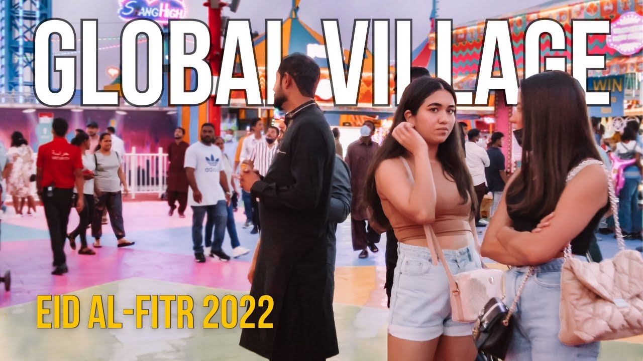 [4K] DUBAI GLOBAL VILLAGE 2022 WALKING TOUR ON 1ST DAY OF EID AL FITR UAE W/ AMAZING EID FIREWORKS