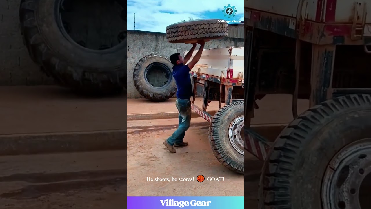 Mechanic's Got That TIRE Bouncing SWAG! 🏀 I'm Speechless! #mechanic #trick #skills #carrepair #wow