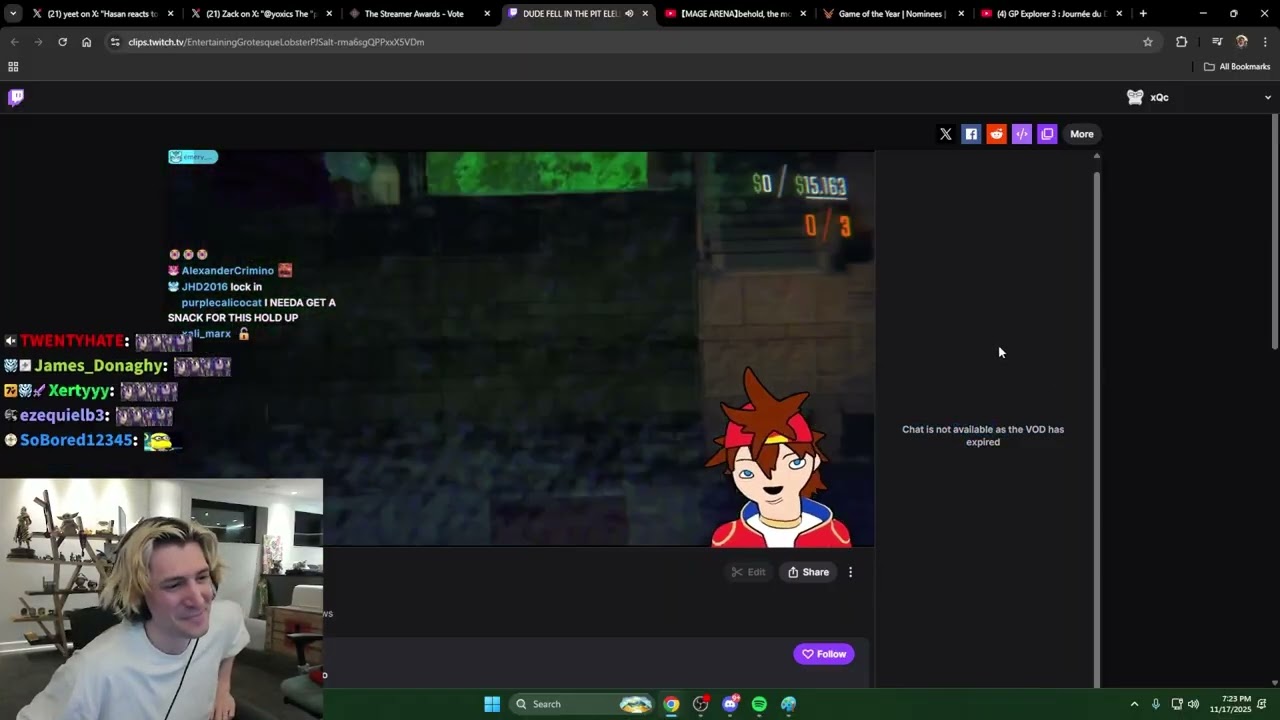 xQc не может перестать смеяться над номинантами VTuber