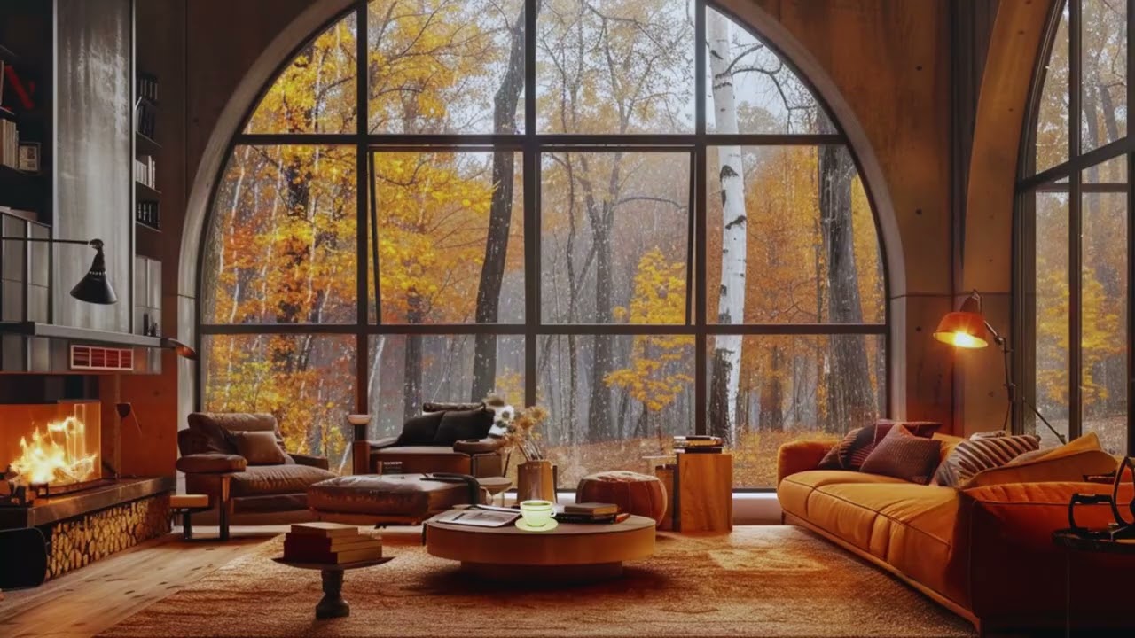 Rainy Morning Ambience  Rain sounds help study,work and sleep 🌧️🍂☕🕯️
