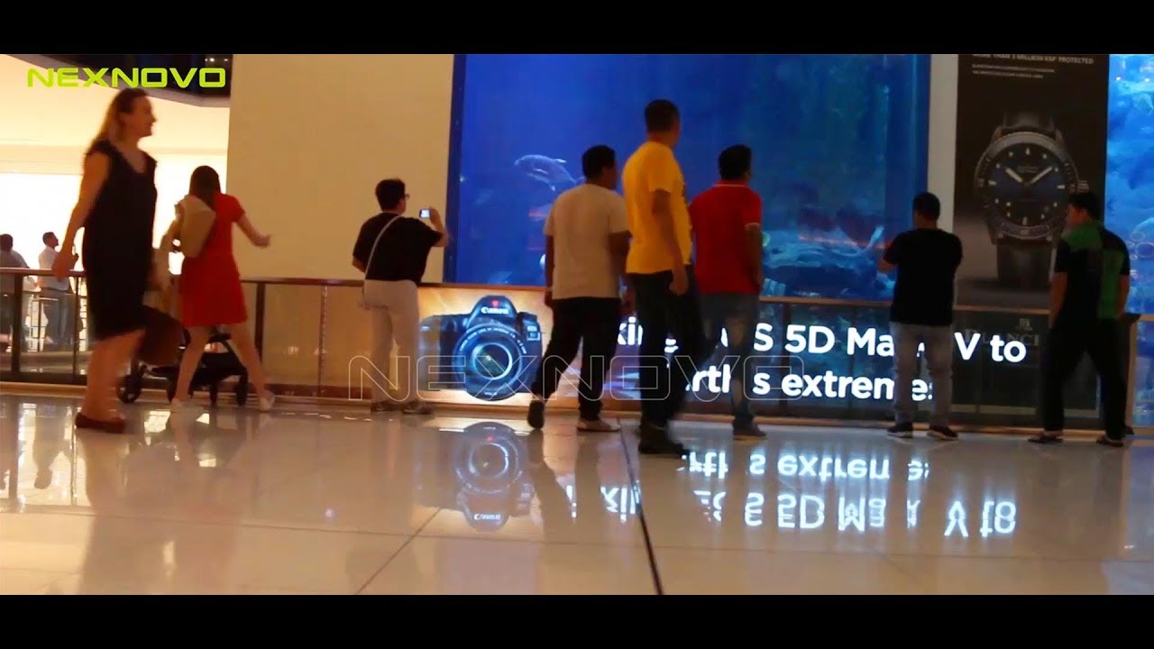 Shopping fence advertising at Dubai Mall with NEXNOVO transparent LED technology