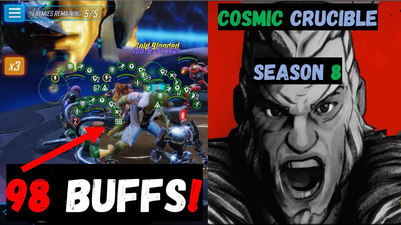 98 buffs on Cosmic Crucible Season 8- Marvel Strike Force @if2pgames