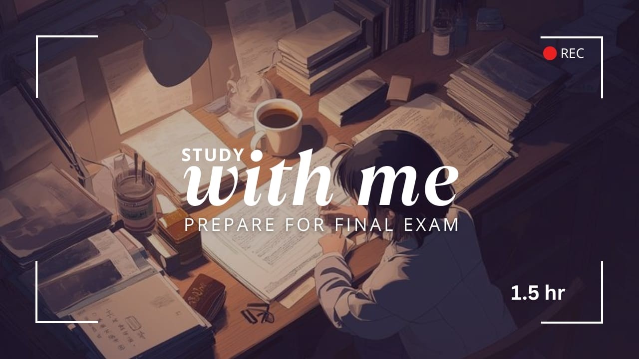 Study with me 1.5 hr | Background noise| No Rest | Real time ✨