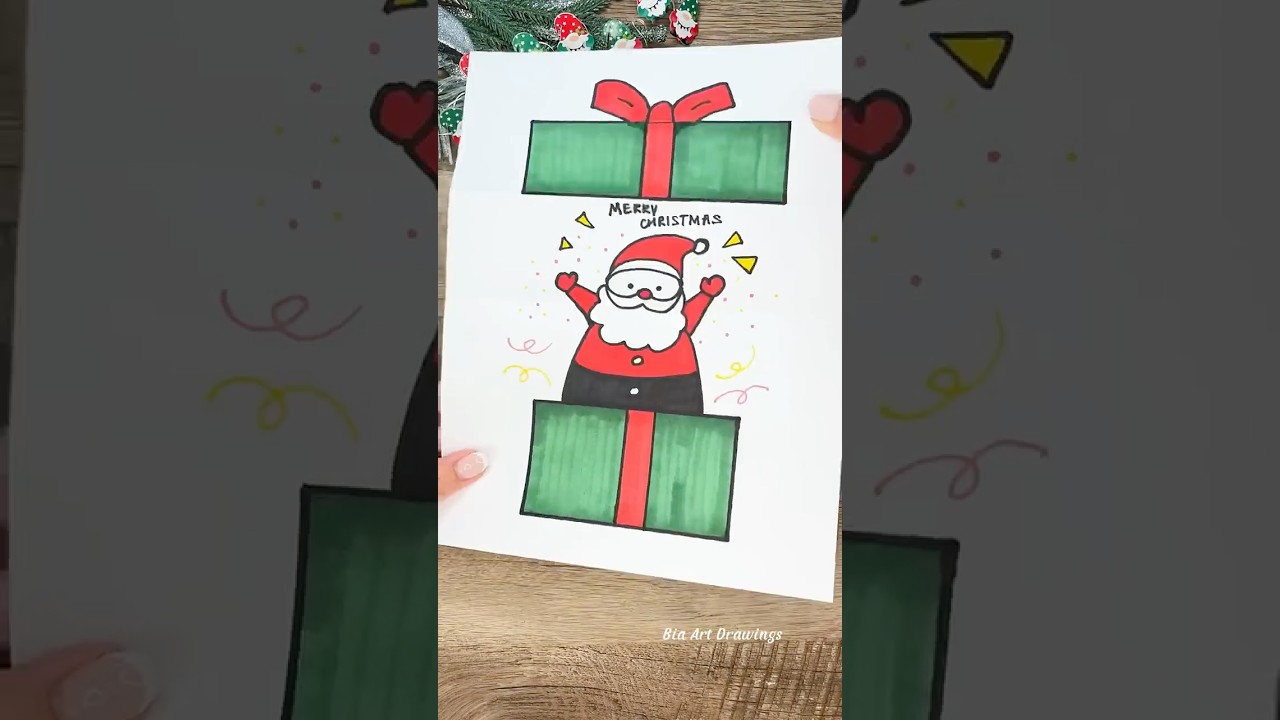 Christmas Card Idea 🎁🎅❄️| Art for Kids #shorts #artforkids #christmascraft