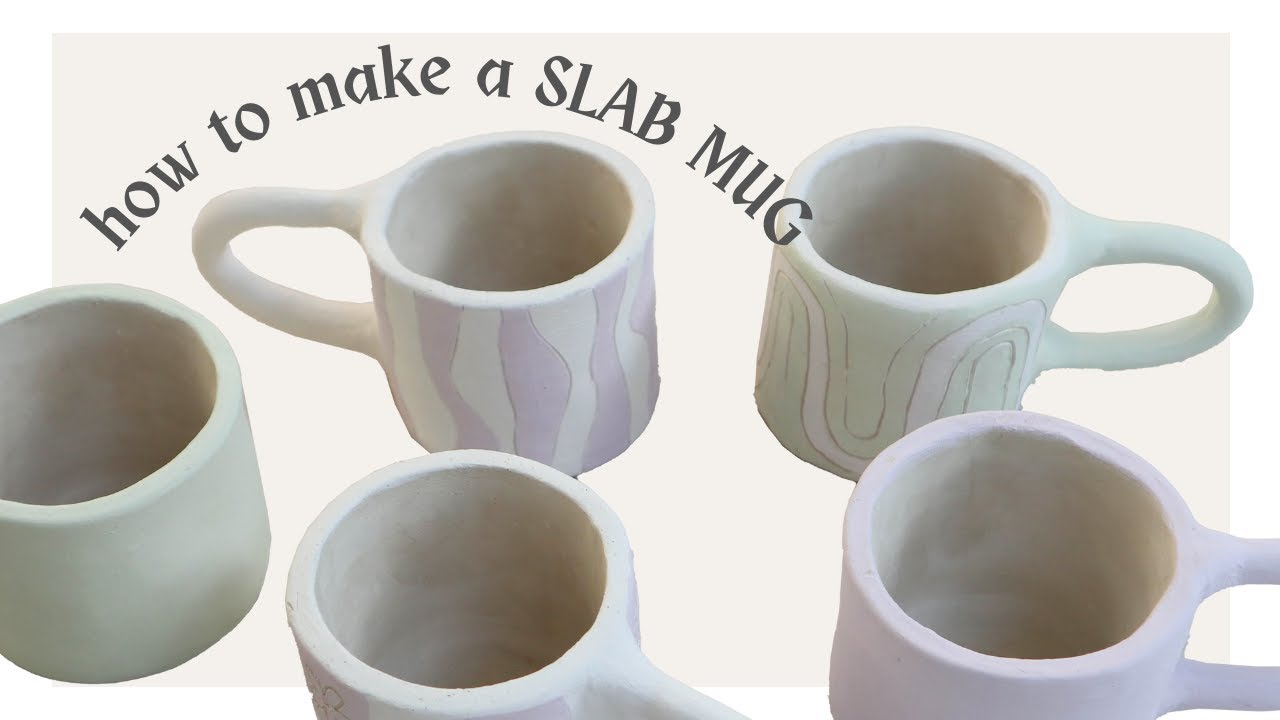 how to make a ceramic slab mug at home - no wheel needed 🌷 pottery tutorial for beginners