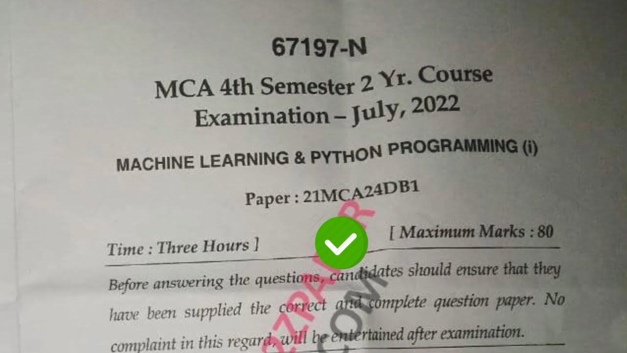 Mdu MCA 4th Sem ML Question Paper 2022